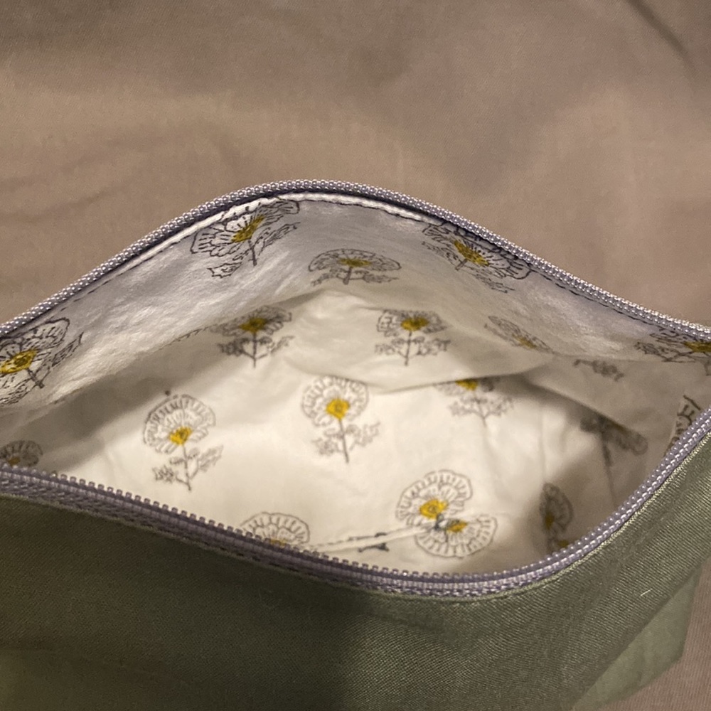 Hand made up-cycled medium zipper bag with strap